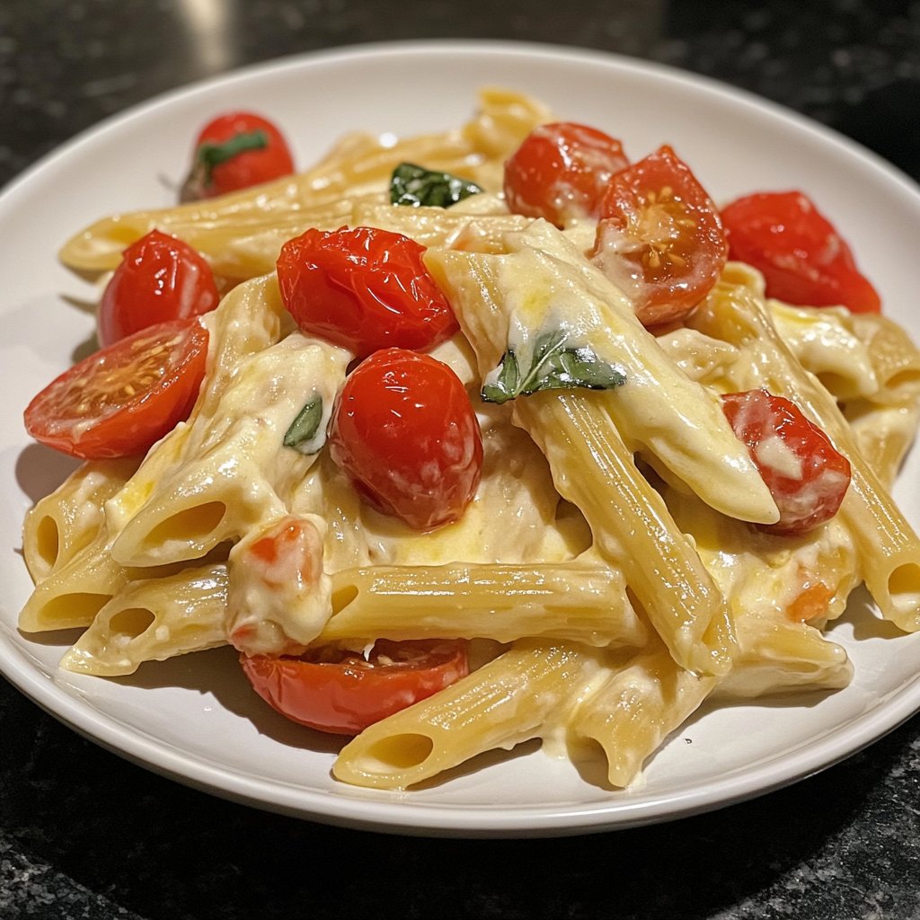 Penne mit Tomaten und Mozzarella