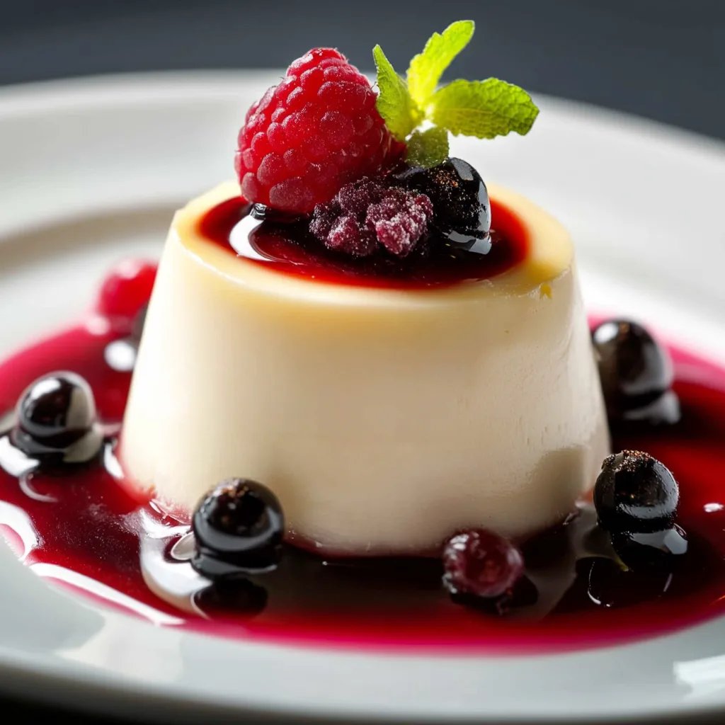 Cremiges italienisches Dessert mit Beeren und Vanille