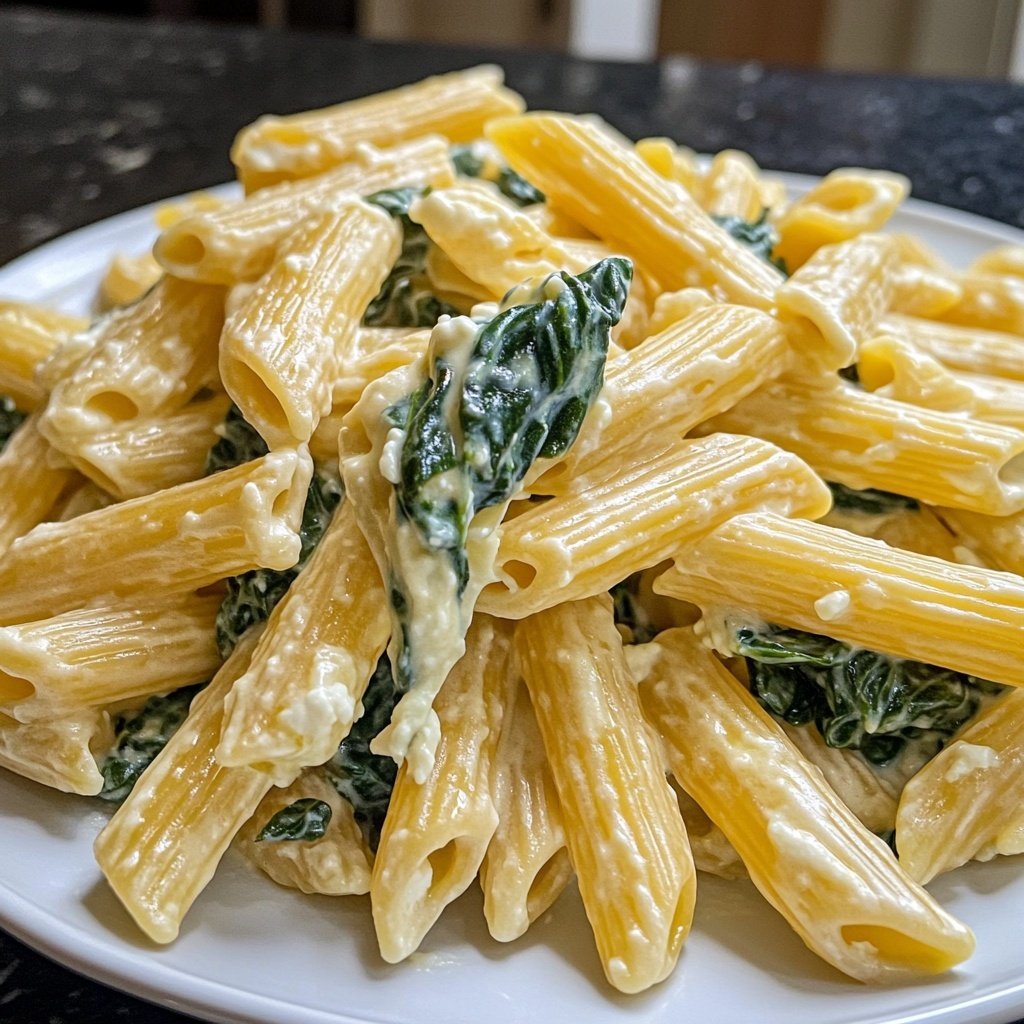 Penne mit Spinat und Ricotta