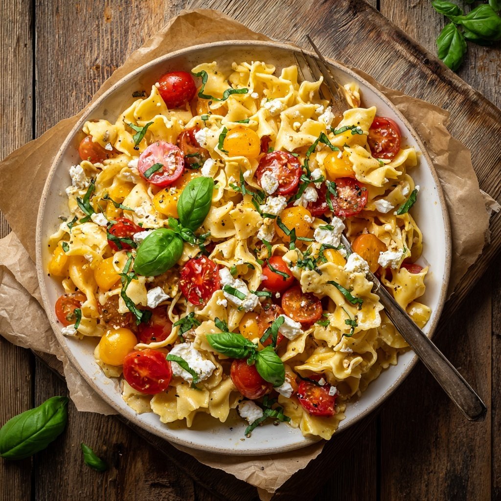 Mediterraner Nudelsalat Mit Weißem Balsamico