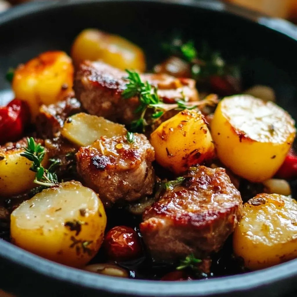 Kartoffel Rosenkohl Pfanne mit Hackfleisch