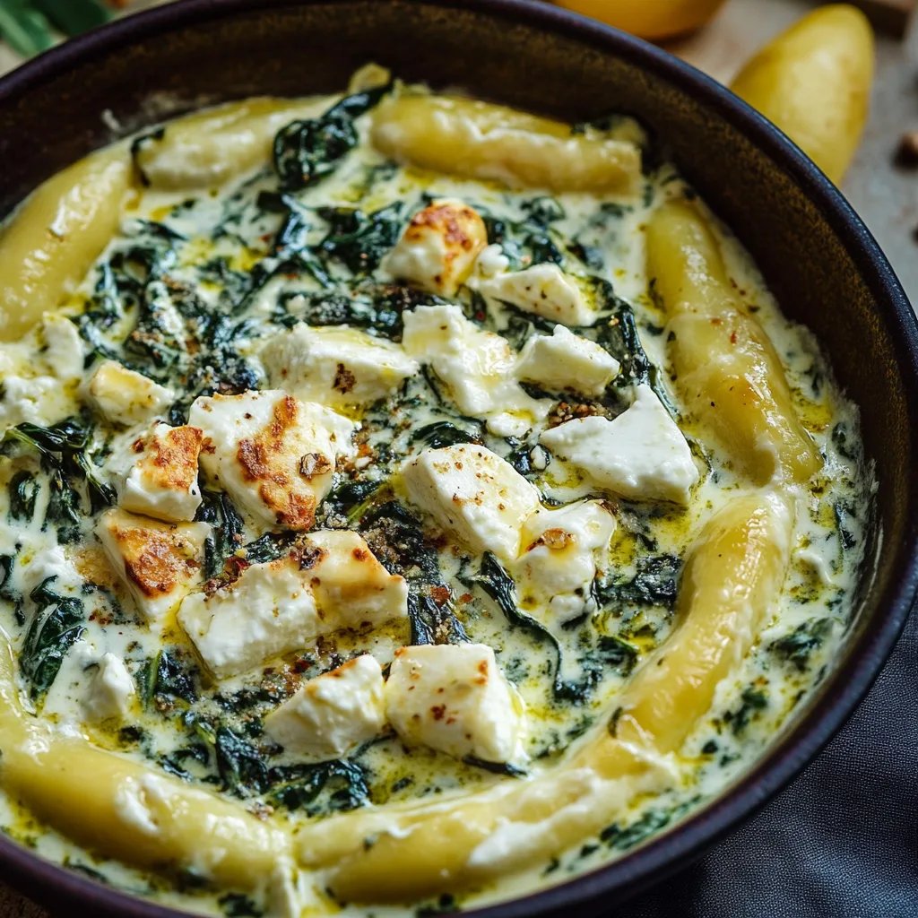 Schupfnudel Pfanne mit Spinat & Feta