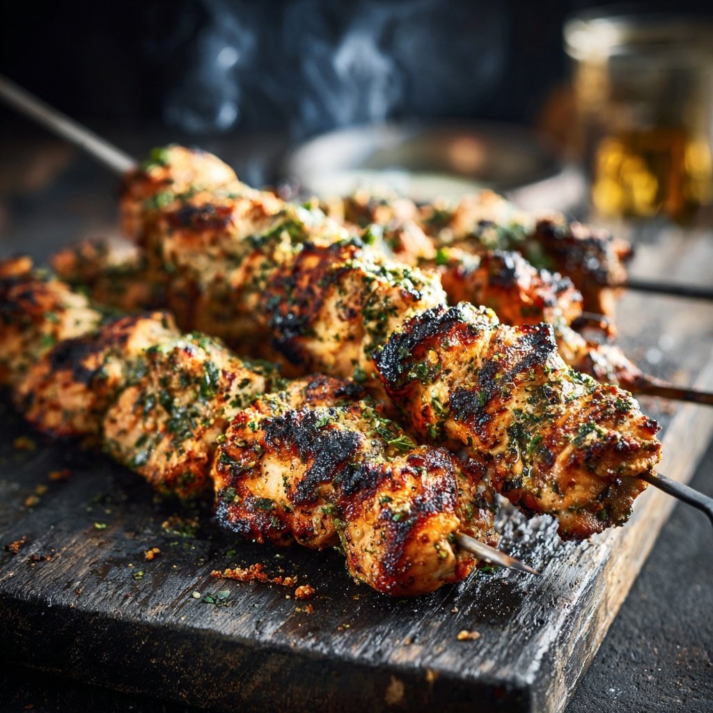 Gegrillte Hähnchenspieße