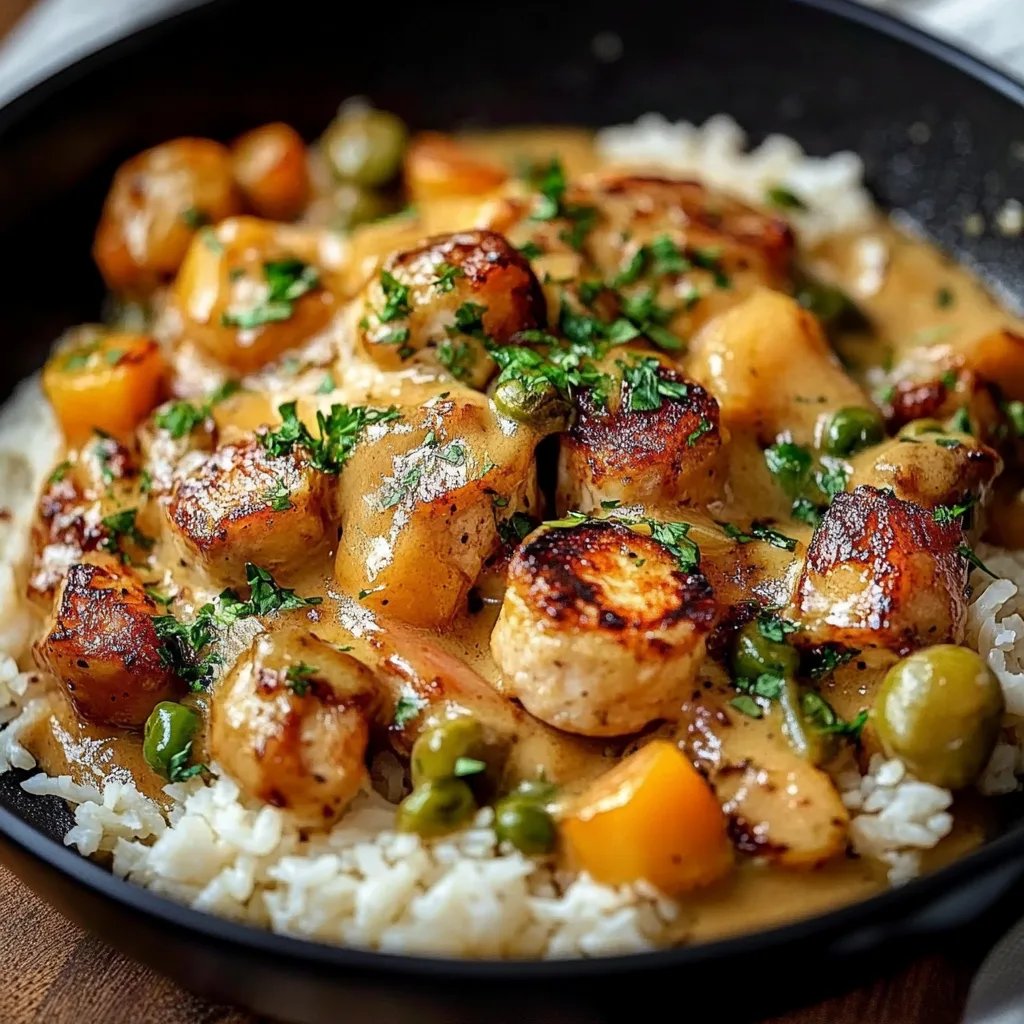 Reis mit Gemüse-Frischkäse-Sauce