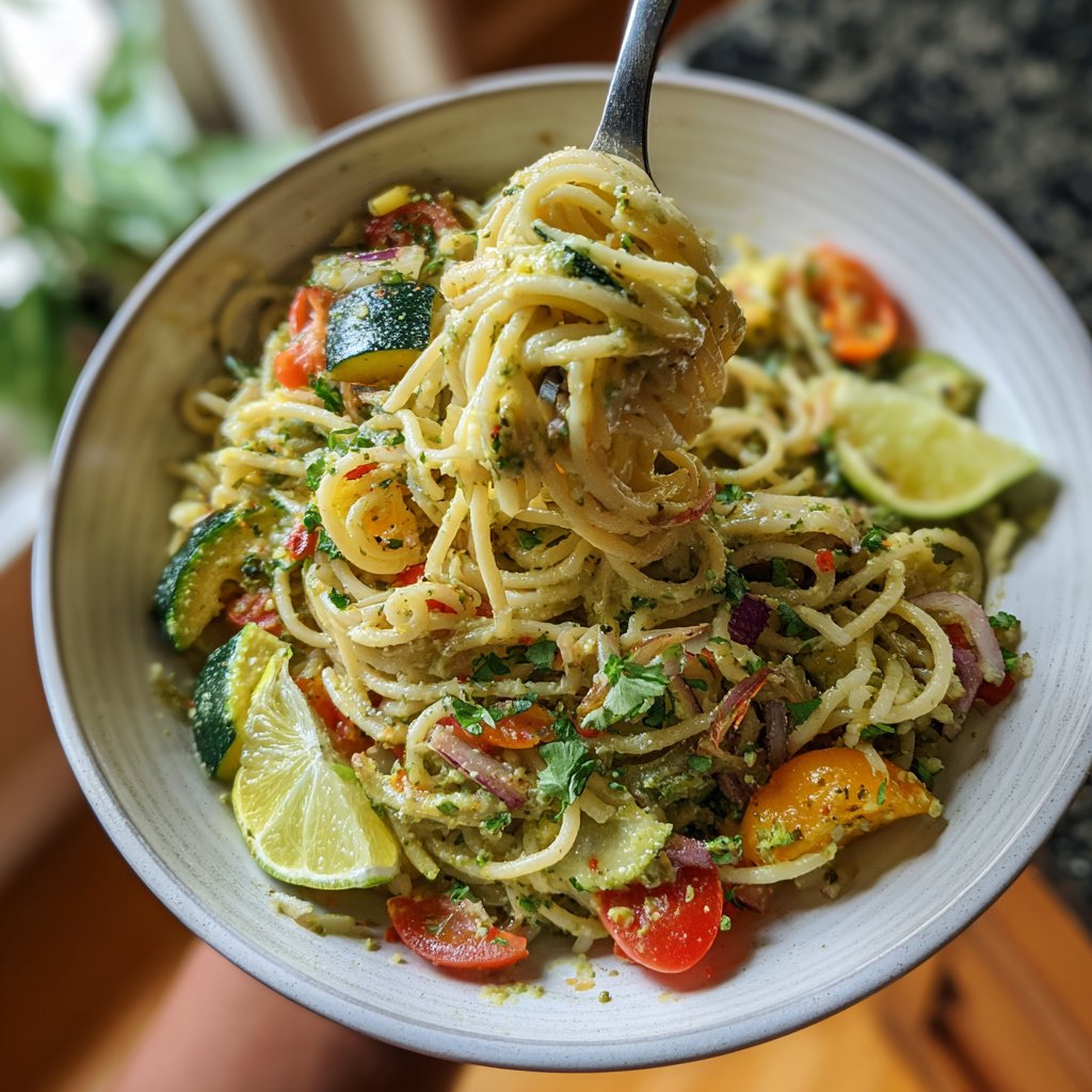 Reisnudeln mit Gemüse und Limette